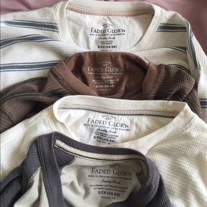 Bundle of 4 Faded Glory Long Sleeve Thermal Shirts